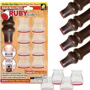 Protect your home in style with Ruby Sliders – The Original Flexible Chair Leg Covers! 8 pcs Pack