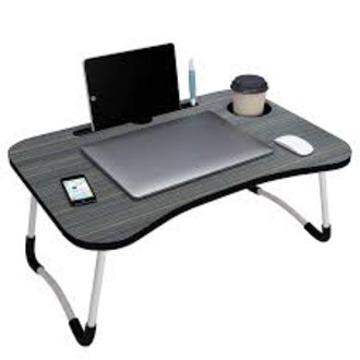 Foldable Laptop Bed Tray with USB & iPad Holder – Portable Lap Desk