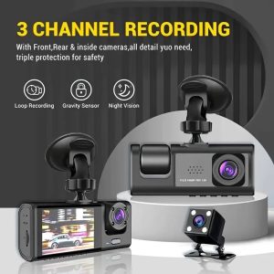 BlackBox 3-Cam 1080P Dash Cam System – G-Sensor | Motion Detection | 24H Parking Mode | 170° Wide DVR