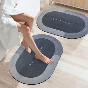 Oval Water Absorbent Mat – 19 × 30.5 cm Compact Quick Dry Floor Mat